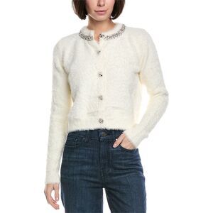 Fate Womens  Fuzzy Eyelash Cardigan, White